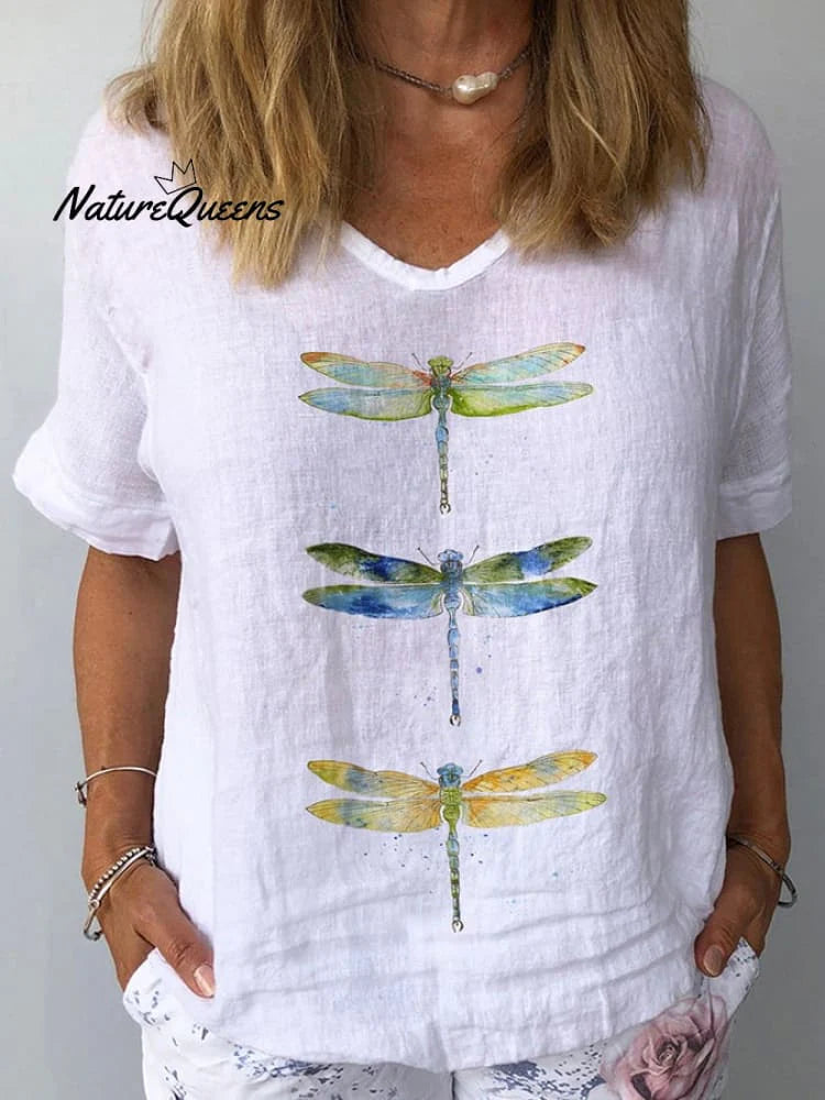 Women's Vintage Floral Print Cotton And Linen Top