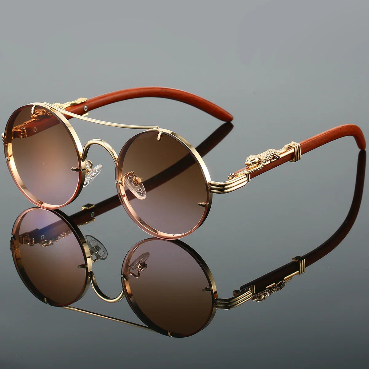 Panthera Retro Round Metal Sunglasses