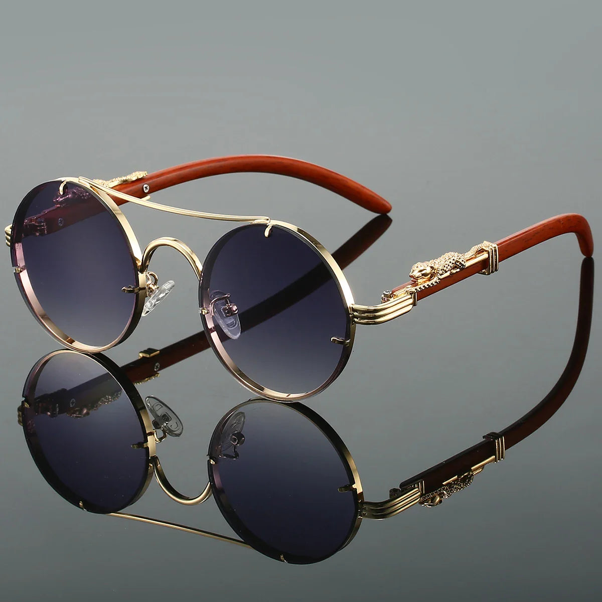 Panthera Retro Round Metal Sunglasses