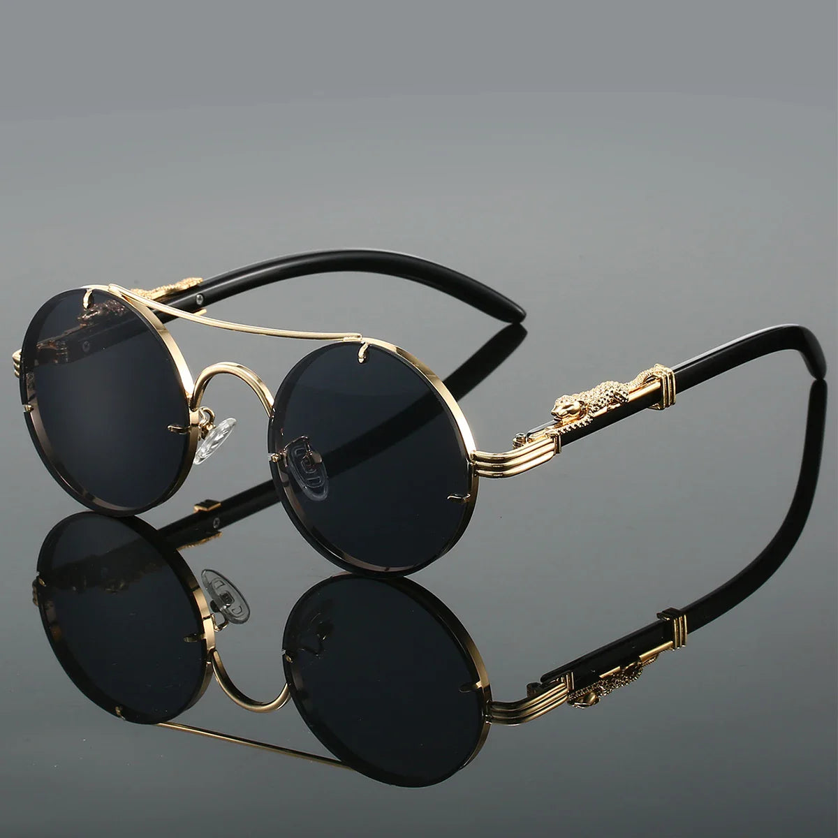 Panthera Retro Round Metal Sunglasses