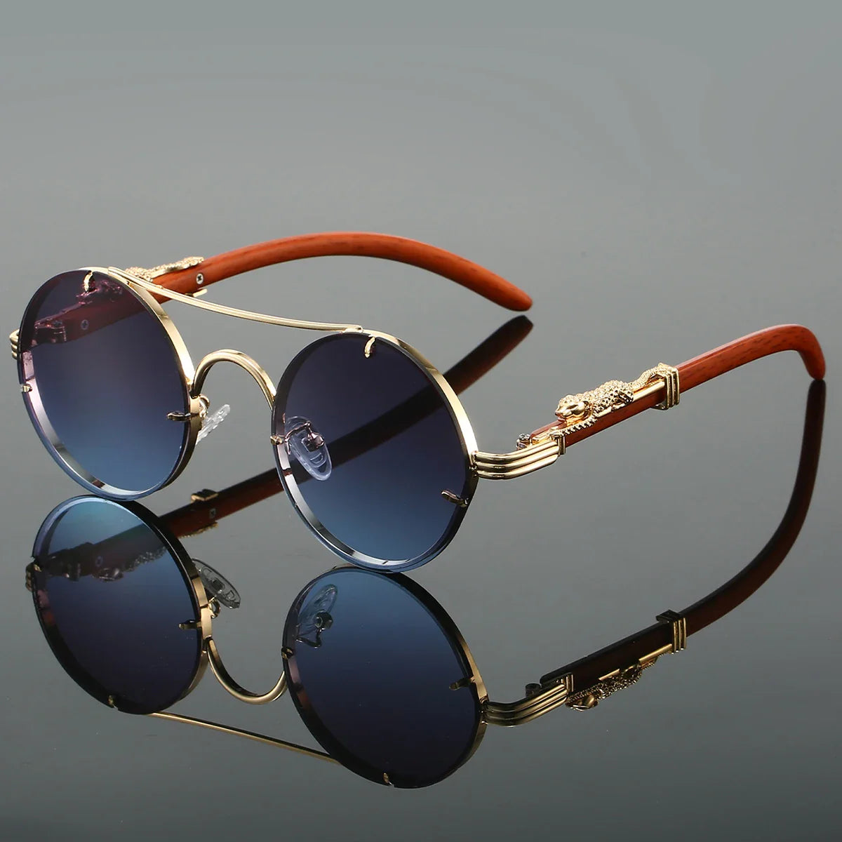 Panthera Retro Round Metal Sunglasses