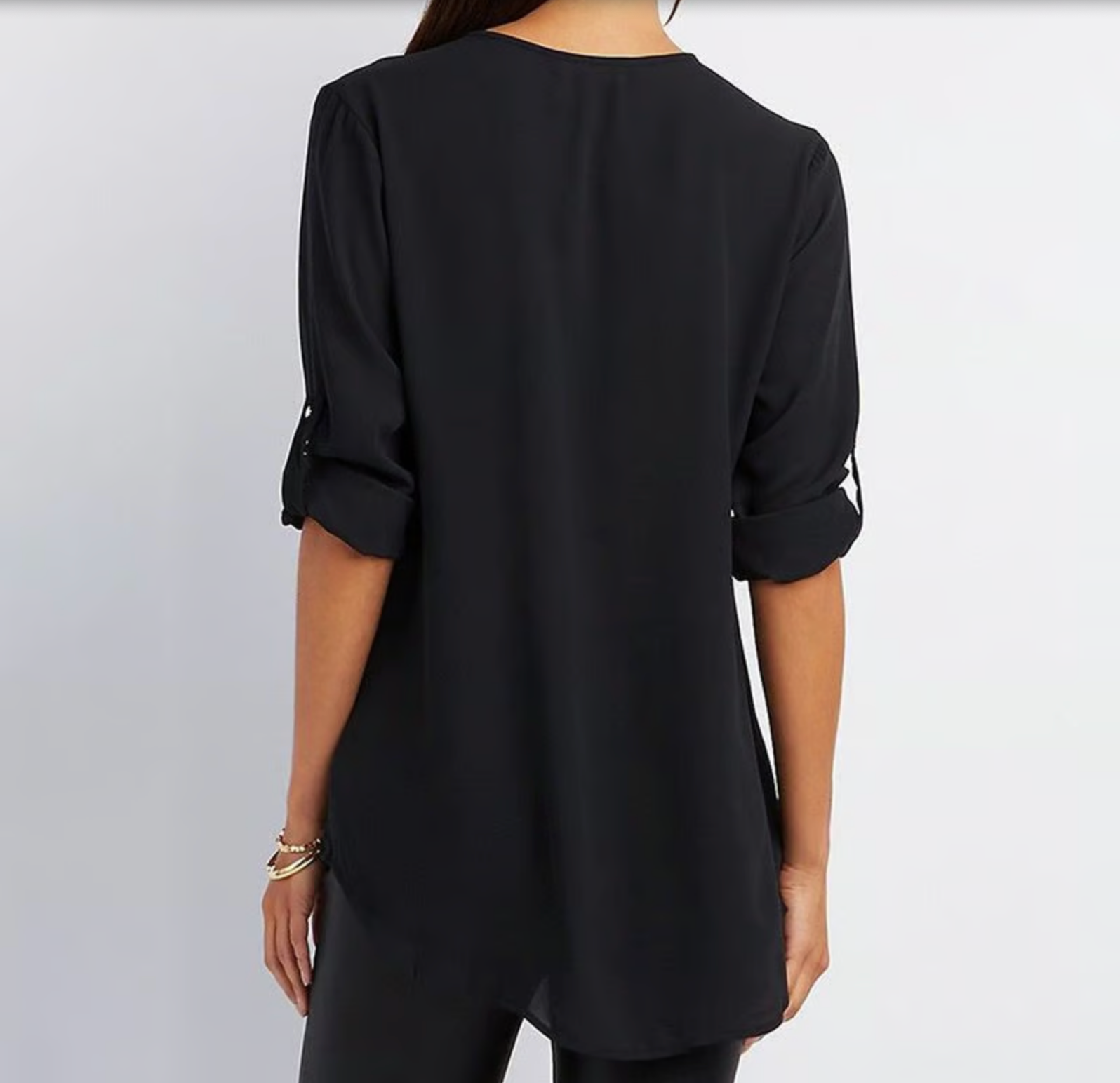 Loose 3/4 Sleeve Zipper Blouse