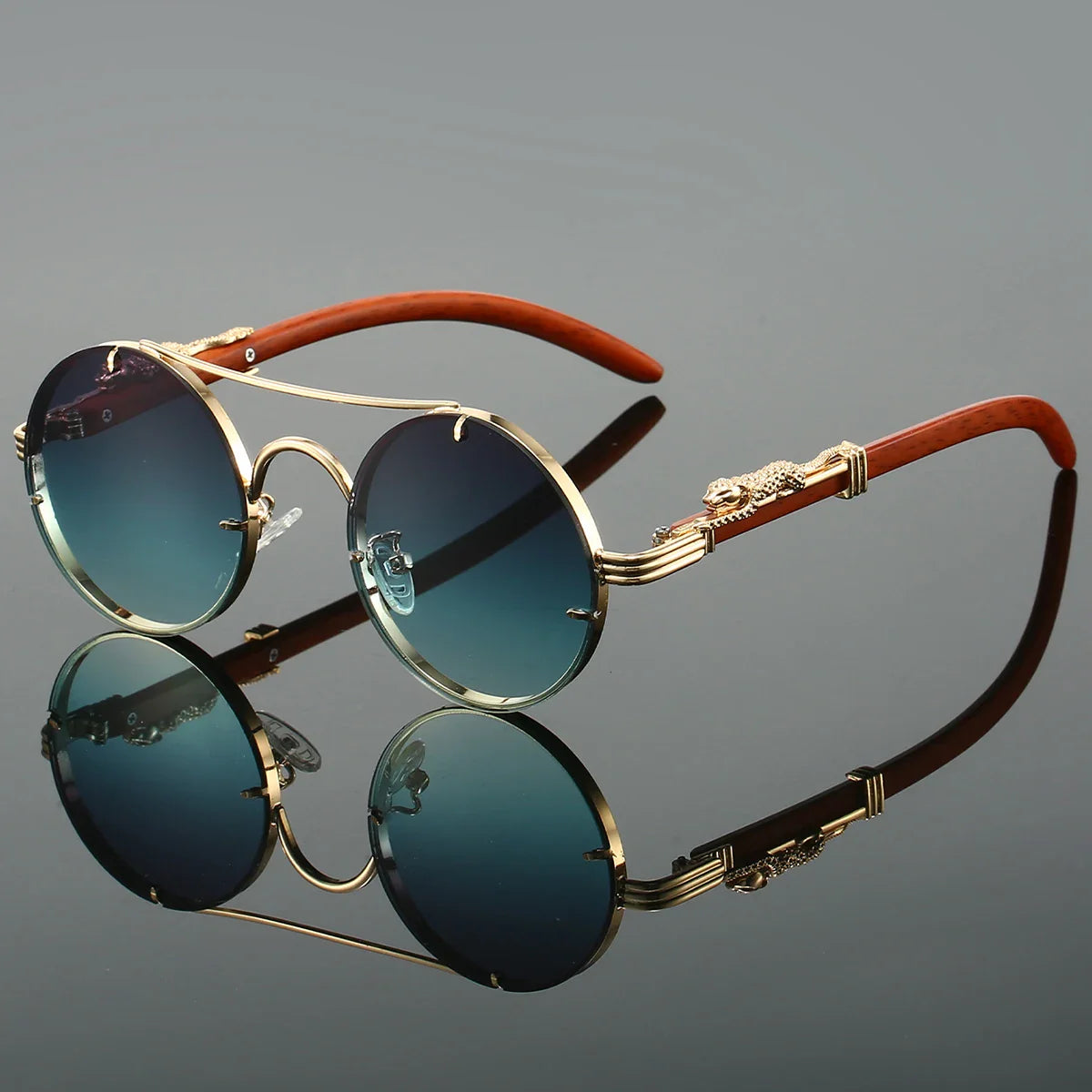 Panthera Retro Round Metal Sunglasses