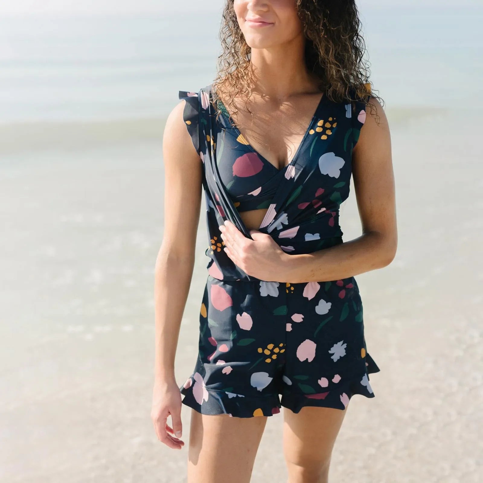 Swim Romper Built-in Bra with Detachable bra cup